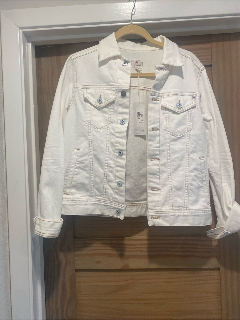 AG Adriano Goldschmied White Denim Trucker Jacket